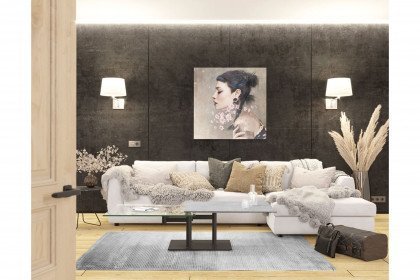 Opera von Akante - Couchtisch Keramik silver/ Edelstahl schwarz