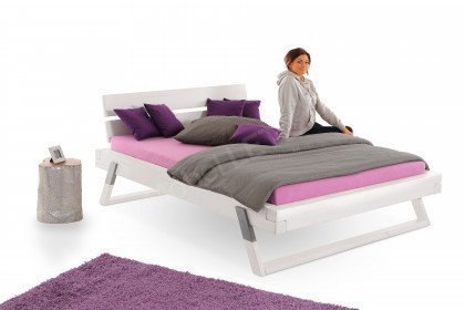 BE-0276 von GK Möbelvertrieb - Balkenbett in Weiß 160 x 200 cm