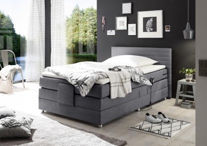 Carmen von ED-Lifestyle - Boxspringbett 100 x 200 steel grey