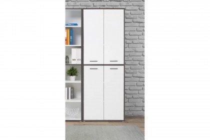 Keflavik von Forte - moderner Aktenschrank 4-türig weiß - grau