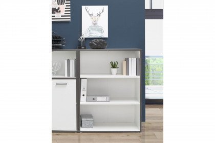 Keflavik von Forte - niedriges Bücherregal weiß - grau