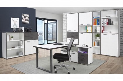 Keflavik von Forte - moderne Einrichtung für das Büro 7-teilig weiß - grau