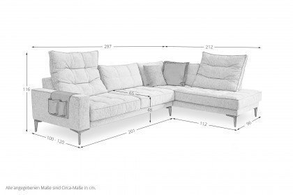 Silvano von ADA Mindful Living - Eckgarnitur rechts stone-grey