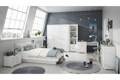 Snow von Forte - Jugendzimmer-Einrichtung weiß: Schrank und Bett