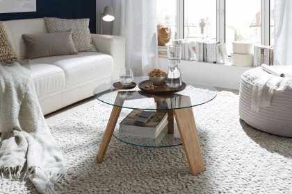 Lublin von A Better Place - Couchtisch aus Klarglas und Asteiche