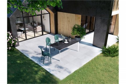 Mallorca von Akante - Gartentisch Keramik titan/ Aluminium weiß