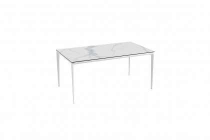 Mallorca von Akante - Gartentisch Keramik Marmoroptik matt/ Aluminium weiß