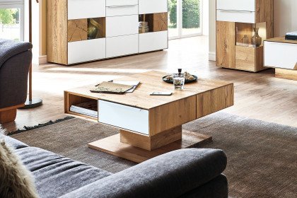 Talvera 1015 von Decker - Couchtisch Asteiche/ Farbglas weiß
