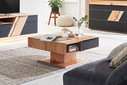 Talvera 1015 von Decker - Couchtisch massive Asteiche/ Farbglas anthrazit
