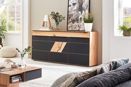 Talvera 1015 von Decker - Sideboard Asteiche/ Farbglas anthrazit