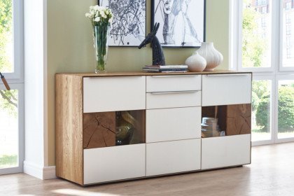 Talvera 1015 von Decker - Sideboard Asteiche/ Farbglas weiß