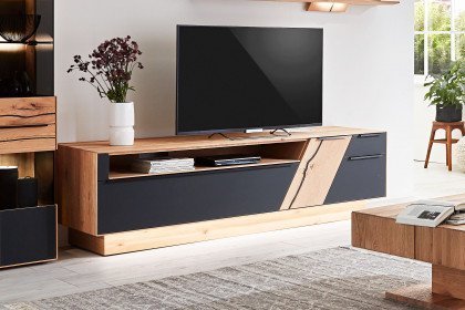 Talvera 1015 von Decker - Lowboard Asteiche/ Farbglas anthrazit