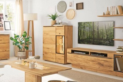 Nandur 1063 von Decker - Highboard Asteiche natur geölt/ Schiefer