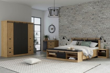 Kaszimiro von Forte - Schlafzimmer-Einrichtung 4-teilig Waterford Eiche - schwarz