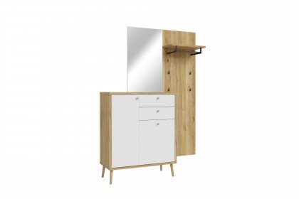 Whenua von Forte - Kompaktgarderobe in Weiß & Mauvella-Eiche