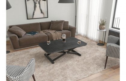 Enora-living von Akante - Couchtisch Keramik Titan und Edelstahl schwarz