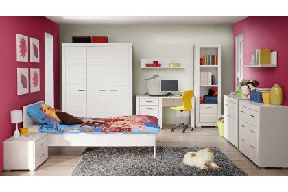 Snow von Forte - Jugendzimmer-Set matt-weiß mit Rillenfräsung