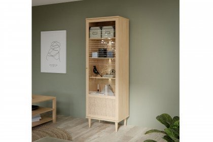 Calasetta von Forte - Vitrine Elegancia Oak/ Polyrattan