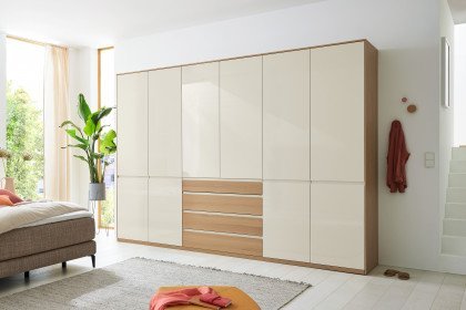 Kara-Frame-S von Musterring - Kleiderschrank Eiche Furnier/ Lack wollweiß