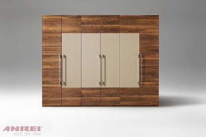 Tesso von ANREI - 6-türiger Kleiderschrank Astnuss natur geölt - 4 Türen mit Glas
