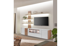 Caya von Hartmann - Wohnwand 24 W Kerneiche gebürstet/ weiß