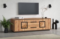 WZ-0625 von GK Möbelvertrieb - Couchtisch aus Wildeiche mit Hirnholz