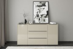 Reno-living von set one by Musterring - Couchtisch Glas taupe/ Metall graphit-schwarz