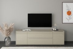 Reno-living von set one by Musterring - Couchtisch Glas taupe/ Metall graphit-schwarz
