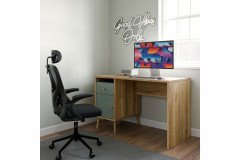 Whenua von Forte - Schreibtisch mit Stauraum Mauvella-Oak - sage green