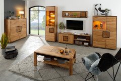 WZ-0625 von GK Möbelvertrieb - Couchtisch aus Wildeiche mit Hirnholz