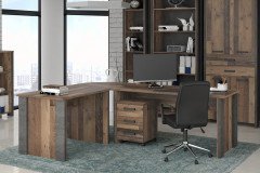 Clif von Forte - Eckschreibtisch in Vintage-Optik