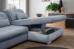 Rigatti-LE24 von Benformato - Ecksofa Ausführung rechts hellblau